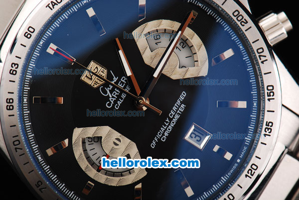 Tag Heuer Grand Carrera Calibre 17 Automatic Movement Black Dial with Silver Stick Marker and Small Calendar-7750 Case - Click Image to Close